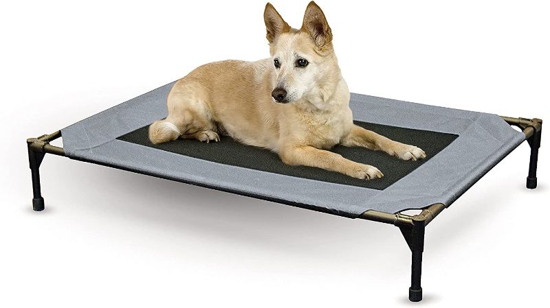 Photo 1 of ***DAMAGED** K&H PET PRODUCTS Original Pet Cot Elevated Dog Bed Gray/Black Mesh Large 30 X 42 X 7 Inches
