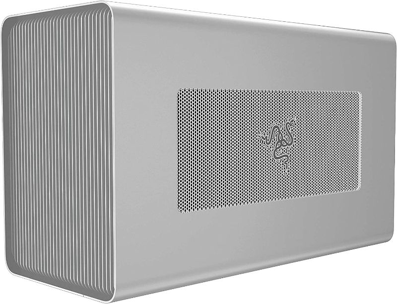 Photo 1 of Razer Core X Aluminum External GPU Enclosure (eGPU): Compatible with Windows & MacOS Thunderbolt 3 Laptops, NVIDIA /AMD PCIe Support, 650W PSU, Mercury White
