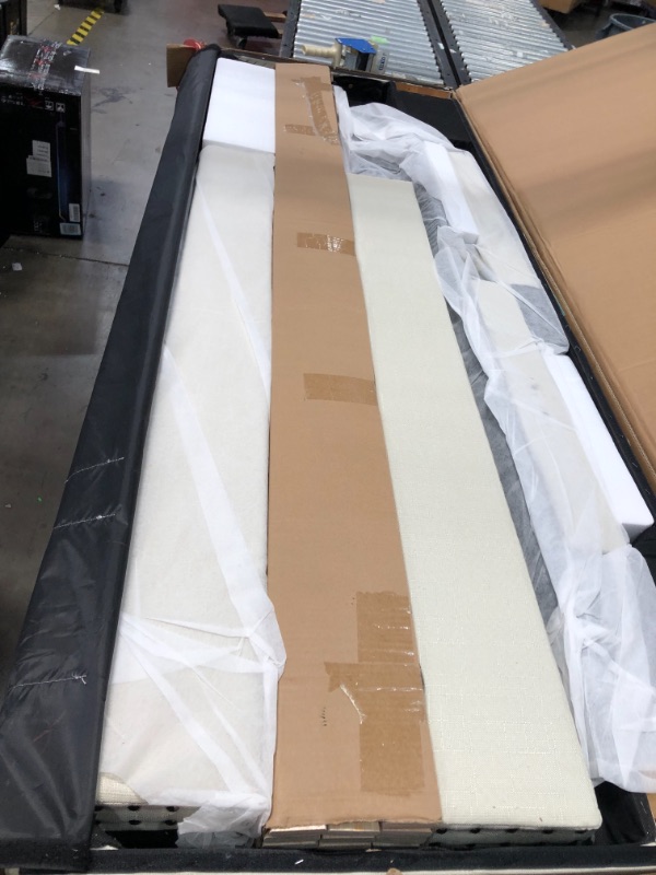 Photo 1 of **INCOMPLETE BOX 1 OF 2 ONLY***Life Home Premiere Classics Cloth Light Beige Cream Linen 51" Tall Headboard Platform Bed with Slats King -
