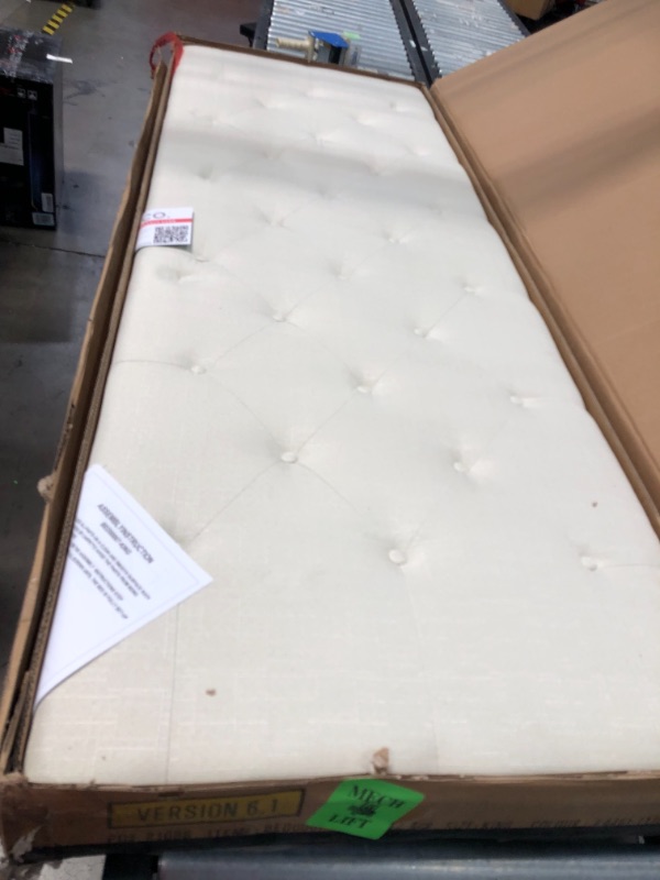 Photo 2 of **INCOMPLETE BOX 1 OF 2 ONLY***Life Home Premiere Classics Cloth Light Beige Cream Linen 51" Tall Headboard Platform Bed with Slats King -
