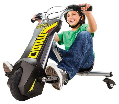 Photo 1 of Razor PowerRider 360 Electric Tricycle - Yellow / Black, Up to 9 mph, Moto-Style Trike, Welded Steel Fork, 12V Powered Ride-On for Ages 8 and Up, Unisex
