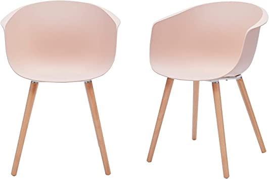 Photo 1 of Amazon Brand - Rivet Alva Modern Curved-Back Plastic Dining Chair, Set of 2, 23.2"W, Nude Pink
