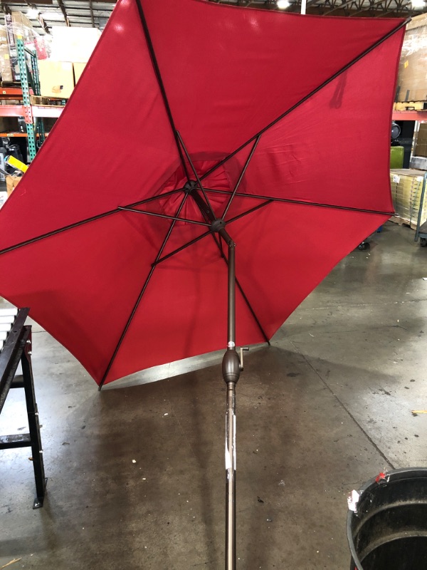 Photo 2 of Abba Patio 9ft Patio Umbrella Outdoor Umbrella Patio Market Table Umbrella with Push Button Tilt and Crank for Garden, Lawn, Deck, Backyard & Pool, Red
