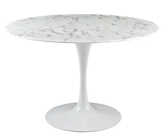 Photo 1 of *INCOMPLETE* MODWAY 47 in. Lippa in White Round Artificial Marble Dining Table
