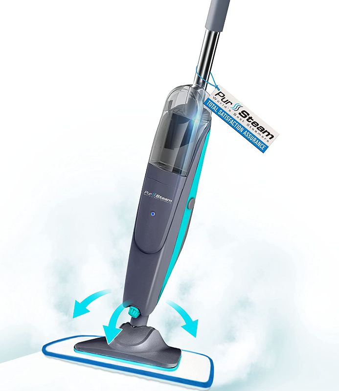 Photo 1 of PurSteam Steam Mop Cleaner, Steam Mops for Floor Cleaning - Hardwood/Tiles/Vinyl/Carpet/Marble - Steam Cleaner for Kitchen, Garment, Clothes - Multifunctional Whole House Steamer, Turquoise
