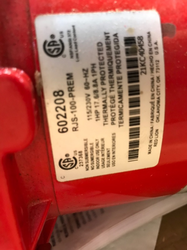 Photo 3 of ***PARTS ONLY*** Red Lion RJS-100-PREM 602208 Premium Cast Iron Shallow Jet Pump for Wells up to 25 ft, 9.1 x 17.8 x 9.1 inches & Lion 305584008 Overhaul Kit for RJS-100-PREM Pump
