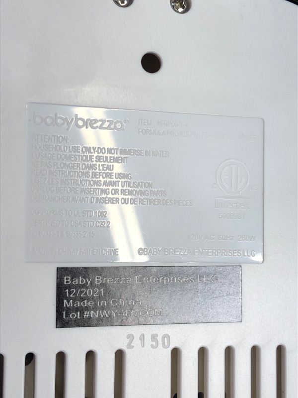 Photo 1 of Baby Brezza Formula Pro FRP0046 (Advanced) bundled with Instructions manual
