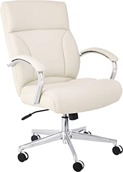 Photo 1 of AmazonBasics Modern LeatherSoft Executive Chair, 300lbs Capacity with Oversized Seat Cushion, Ivory
