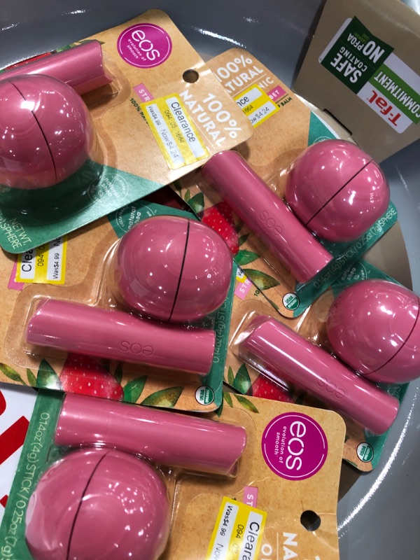 Photo 2 of 5 pack -  eos Natural  Organic Lip Balm Stick  Sphere - Strawberry Sorbet - 2pk/0.39oz