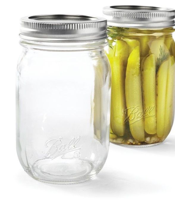 Photo 1 of 2pack - Ball 16oz 12pk Glass Smooth-Sided Regular Mouth Mason Jar with Lid and Band

