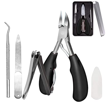 Photo 1 of 
Toenail Clippers Nail Clippers for Thick Nails 4Pcs/Set Ingrown Toenail Tools Kit Podiatrist Toenail Clippers Professional Kits Stainless Steel Super Sharp Curved Blade Grooming Toenail Cutters Tool
