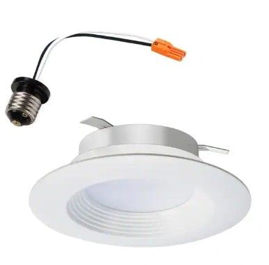 Photo 1 of 4 in. White 5000K Integrated LED Recessed Ceiling Light Retrofit Trim at Daylight 90 CRI Title 20 Compliant
2 pack 