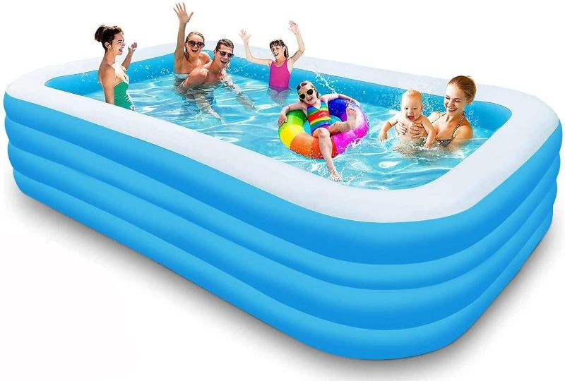 Photo 1 of (Used) Swimming Pool for Kids and Adults - Above Ground Pool 120"x72"x28" Inflatable Kiddie Pools with Air Pump Pools for Adults,Inflatable Swimming Pool Kids Pools for Backyard,Blow up Pool