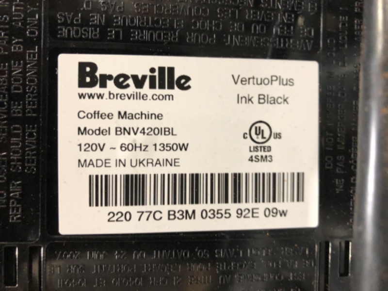 Photo 4 of (Used) Nespresso BNV450IBL VertuoPlus Espresso Machine with Aeroccino by Breville, Ink Black
