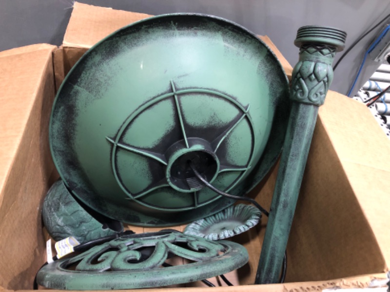 Photo 1 of 28 Inch Height Polyresin Lightweight Antique Outdoor Garden Bird Bath Green