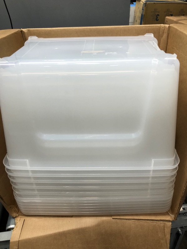 Photo 3 of IRIS USA 54 Qt Clear Plastic Storage Box with Latches, 6 Pack

**minor chips on item 
