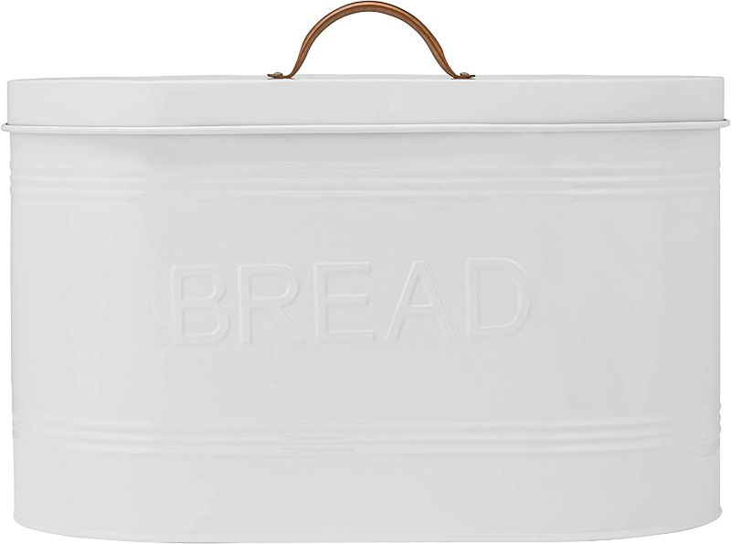 Photo 1 of Amici Home Rustic Kitchen Metal Bread Storage Bin, 288 oz, White
