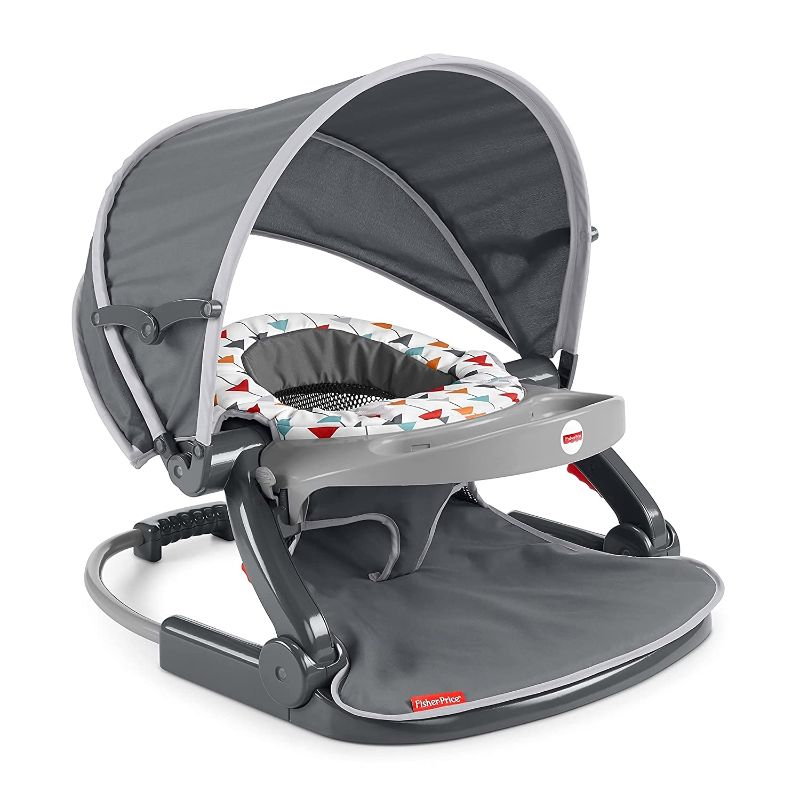 Photo 1 of Fisher-Price On-the-Go Sit-Me-Up Floor Seat Arrows Away, Travel Baby Chair for indoor and outdoor use