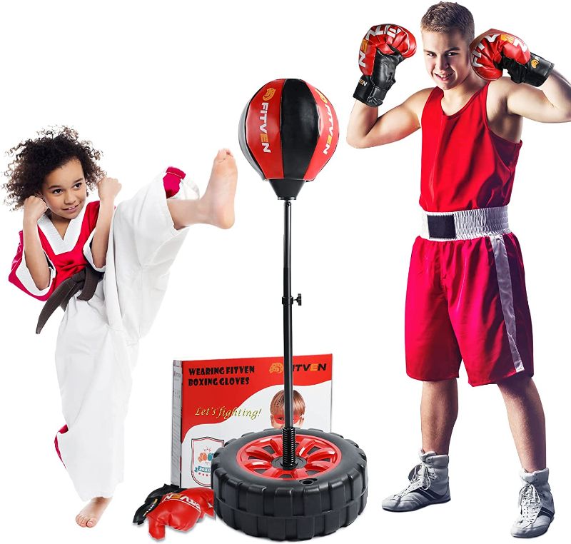 Photo 1 of FITVEN Punching Bag for Kids with Boxing Gloves, Ages 3-12 Adjustable Punching Bag with Stand, Kids Boxing Set, - Toy Gift for Boys & Girls
