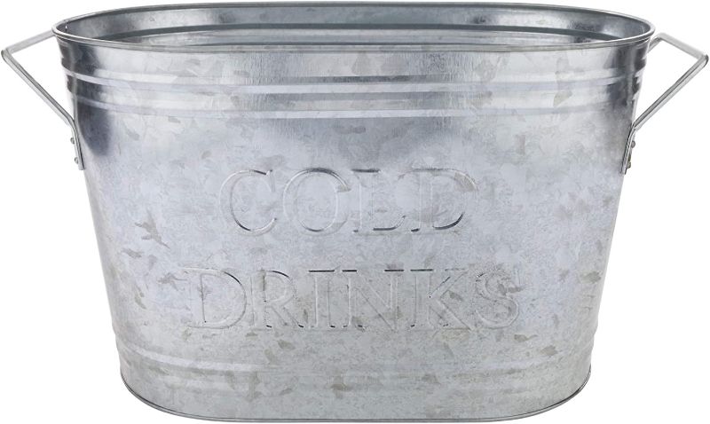 Photo 1 of 2 pack Twine Cold Drinks Ice Bucket, Galvanized Metal Drink Tub, Wine And Beer Chiller, Beverage Tub, Holds 5.35 Gallons
