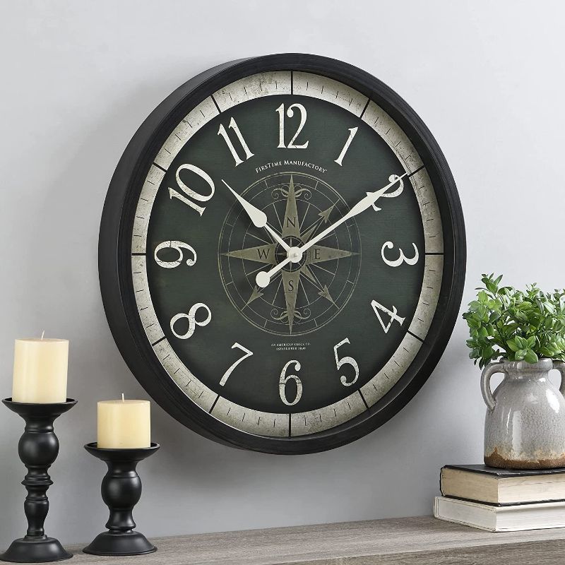 Photo 1 of FirsTime & Co.® Compass Rose Wall Clock, American Crafted, Oil Rubbed Bronze, 24 x 2 x 24,