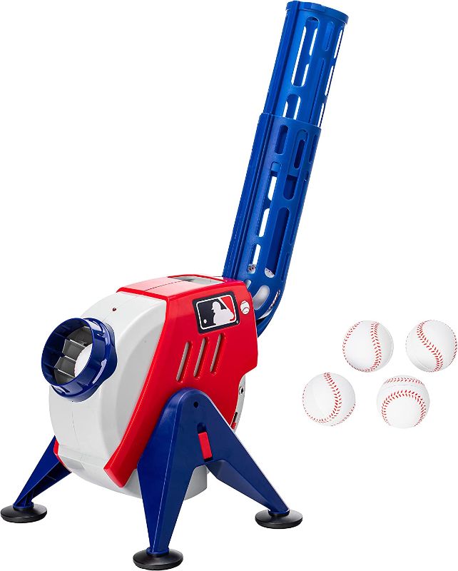 Photo 1 of Franklin Sports Kids Pitching Machine - Plastic Baseball Pitching Machine for Kids Batting Practice - MLB Power Pitcher with Adjustable Speeds