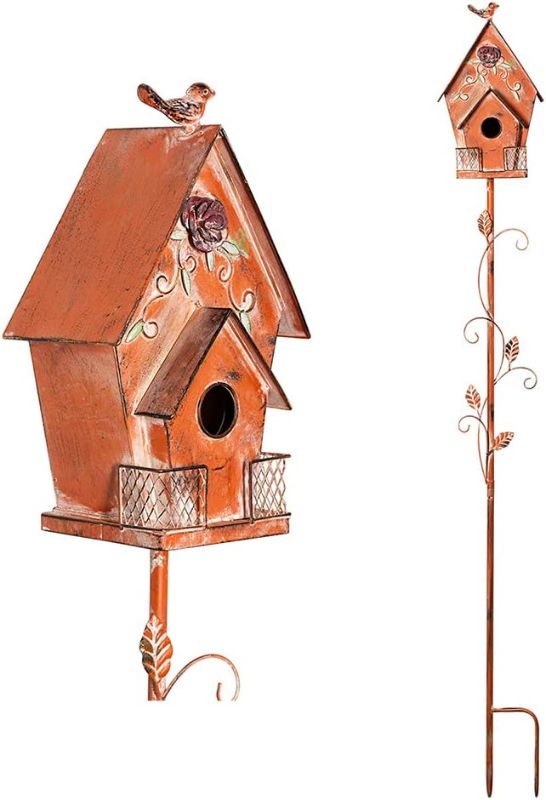 Photo 1 of -OPENEDTO VERIFY PARTS!!
MOCOME 2 Layers Dutch Cottage Bird House Stakes for Outside with Pole, Distressed Metal Birdhouse Stand for Outdoor Garden(58")
