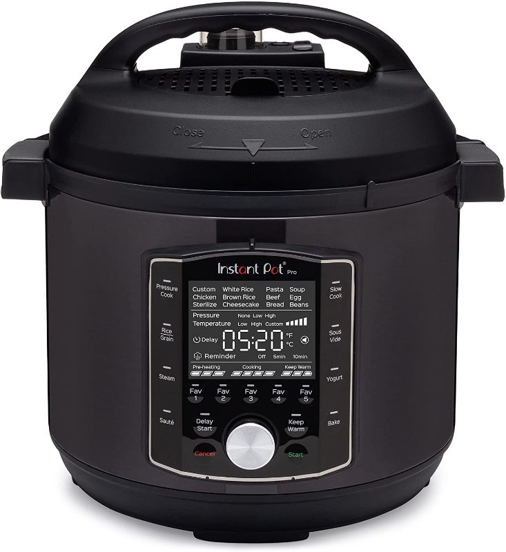 Photo 1 of Instant Pot Pro 10-in-1 Pressure Cooker, Slow Cooker, Rice/Grain Cooker, Steamer, Sauté, Sous Vide, Yogurt Maker, Sterilizer, and Warmer, Includes Free App with over 1900 Recipes, Black, 6 Quart
