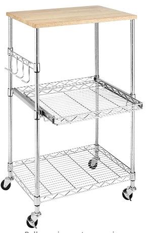 Photo 1 of ***PARTS ONLY***
Whitmor Supreme Microwave Cart with Locking Wheels - Chrome with Food Safe Cutting Board 16 x 22.5 x 34 inches
