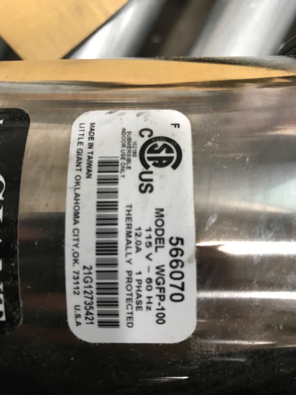 Photo 3 of **HAS DAMAGE ON THE BOTTOM**
Little Giant WGFP-100 1 HP Submersible Water Feature Pump, 19' Power Cord (566070)
