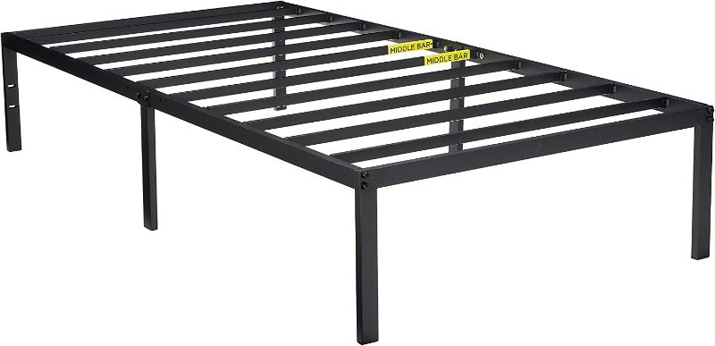 Photo 1 of 14 Inch Metal Platform Bed Frame / Steel Slat Support / No Box Spring Needed / Easy Assembly, Twin