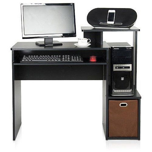 Photo 1 of Furinno Econ Multipurpose Home Office Computer Writing Desk with Bin, Black
