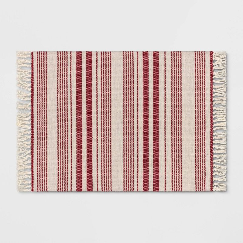 Photo 1 of 2'x3' Pet Tapestry with Fringes Woven Indoor/Outdoor Rug Red/Ivory - Threshold™
