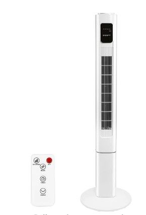 Photo 1 of Antarctic Star Tower Fan Oscillating Fan Quiet Cooling Remote Control Powerful Standing 3 Speeds Wind Modes Bladeless Floor Fans Portable Bladeless Fan for Children Bedroom Home Office (White, 47")
