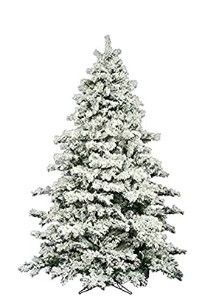 Photo 1 of AMERIQUE 691322309737 7 FEET Premium Artificial Full Body Shape Christmas Tree with Metal Stand, Heavily Flocked Snow, Unlit, 7', Snowy
