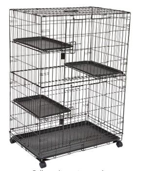 Photo 1 of Amazon Basics 3-Tier Wire Cat Cage Playpen Kennel, Large, 36 x 22 x 51 Inches, Black