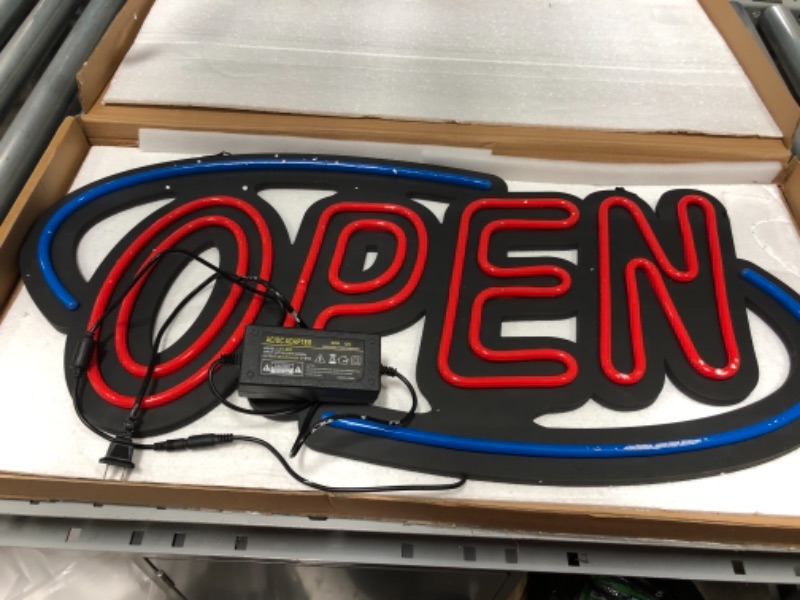 Photo 5 of VEVOR Sign Open 31.5x15.7 inch Neon Open Sign 30W Led Open Sign Vertical Sign Open with 24 inch Hanging Chain and Power Adapter Bright Light for Business Outdoor (31.5"X15.7"X1.2")