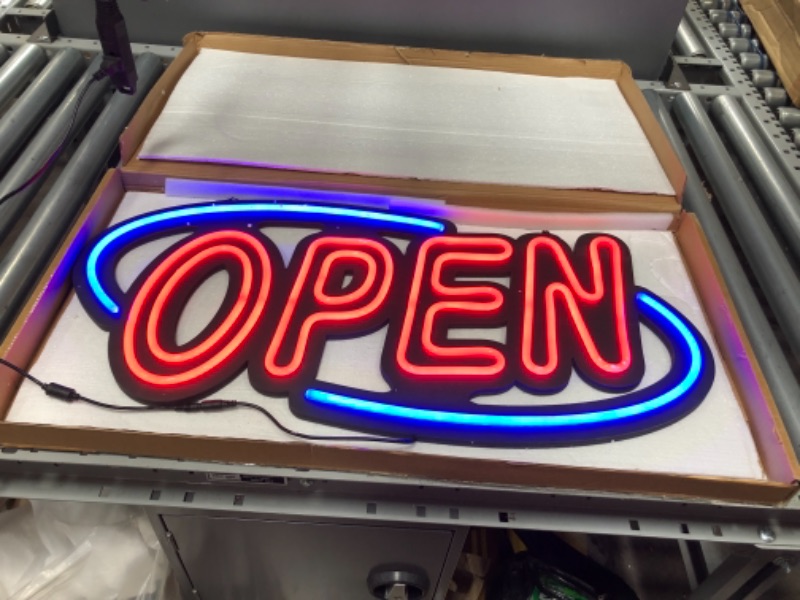 Photo 2 of VEVOR Sign Open 31.5x15.7 inch Neon Open Sign 30W Led Open Sign Vertical Sign Open with 24 inch Hanging Chain and Power Adapter Bright Light for Business Outdoor (31.5"X15.7"X1.2")