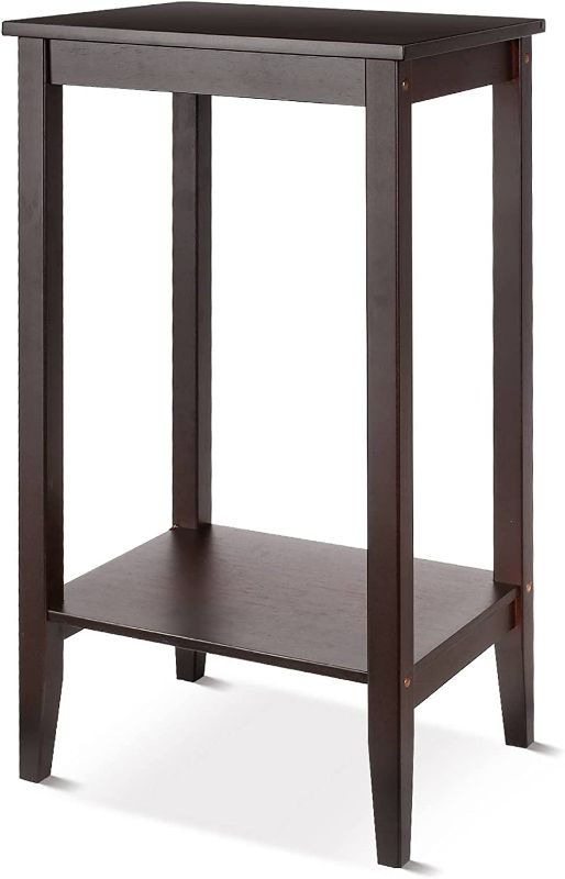 Photo 1 of 2-Tier End Table, Wooden Tall Nighstands with Storage Shelf, Side Table for Bedroom Living Room

