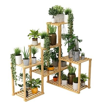 Photo 1 of Bamboo Plant Stand Rack 5 Tier 9 Potted Indoor and Outdoor Multiple Stand Holder Shelf
