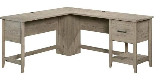 Photo 1 of Sauder Summit Station L-Shape Wooden Computer Desk with Drawer, Laurel Oak
