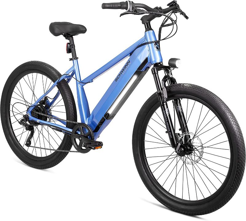 Photo 1 of Schwinn Marshall Adult Electric Hybrid Bike, Step-Thru and Step Over Aluminum Frame, 7-Speed, 27.5-Inch Wheels **SOME COMPONENTS ARE BROKEN**SEE PICTURES**
