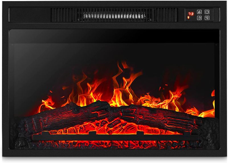 Photo 1 of Della 23 Inch 1400W 3D Infrared Electric Fireplace Heater Insert with Remote Control, Realistic Logs & Flames, Adjustable Portable Indoor Space - Black **FIREPLACE IS DAMAGE**INSERT ONLY**
