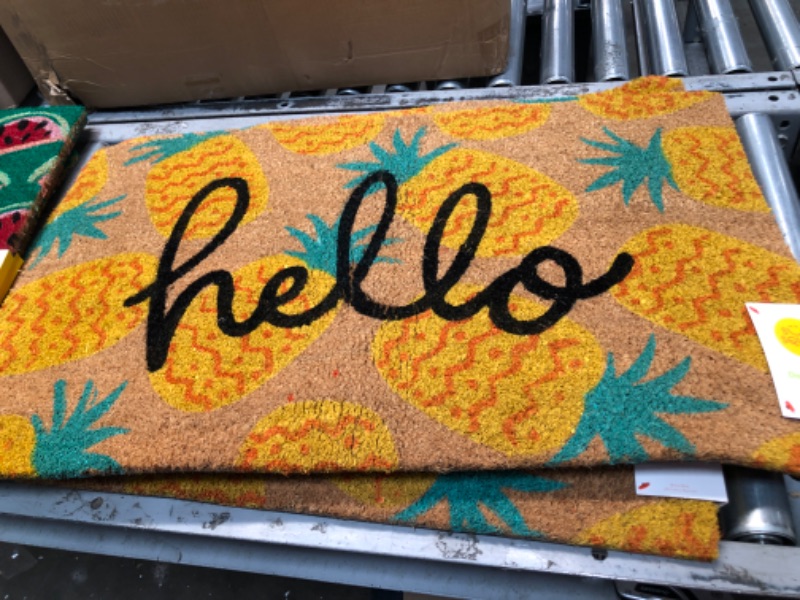 Photo 2 of 4pk-1'6"x2'6" Hello Pineapples Doormat Yellow - Sun Squad™
