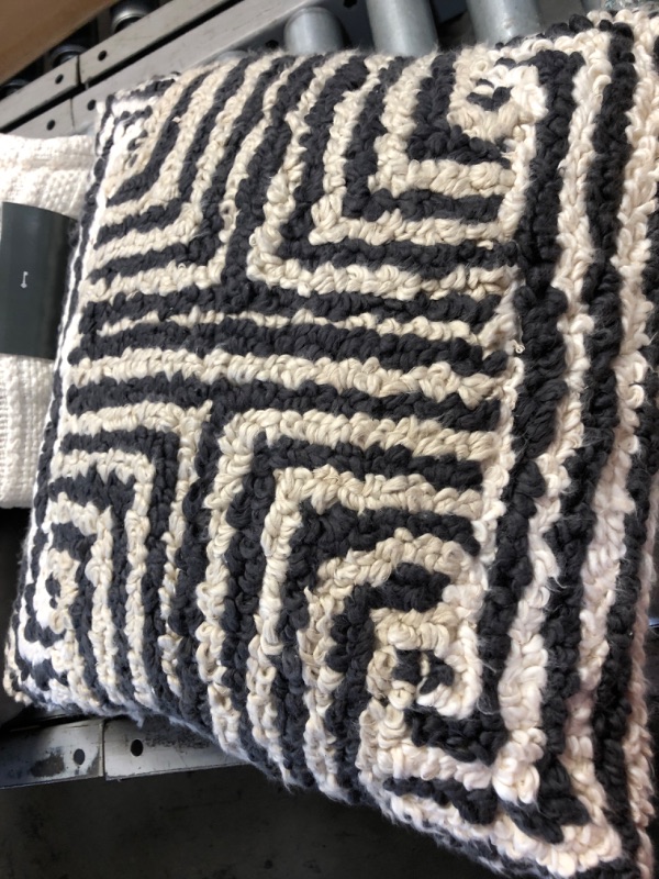 Photo 1 of 18"Maze Pattern Loop Tufted Square Throw Pillow Black/Cream - Opalhouse™ Designed with Jungalow™
