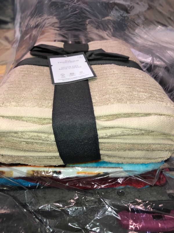 Photo 2 of 2pk Quick Dry Ribbed Bath Towel Set Tan - Threshold