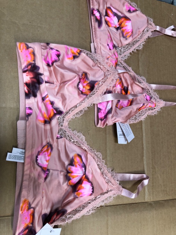 Photo 1 of 2 of -Women's Floral Print Satin and Lace Bralette - Auden™- size XL & Medium 