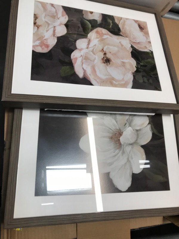 Photo 2 of (Set of 2) 16" X 20" Floral Framed Wall Art Matted Charcoal - Threshold™
