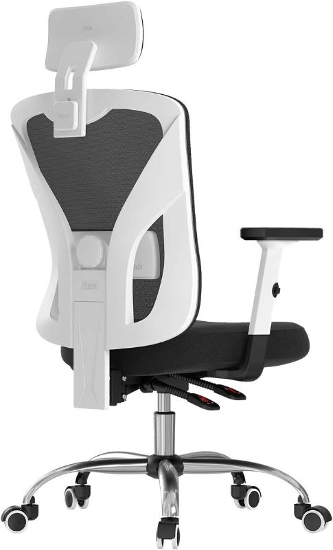 Photo 1 of Hbada Ergonomic Office Desk Chair with Adjustable Armrest, Lumbar Support, Headrest and Breathable Skin-Friendly Mesh, White
