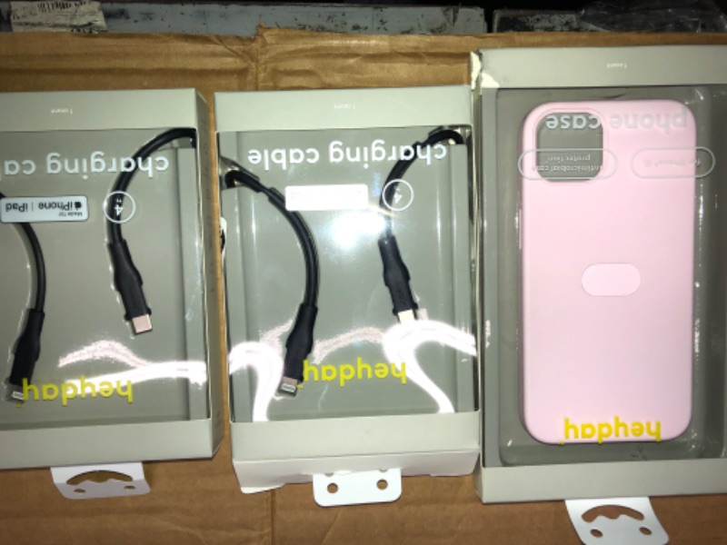 Photo 1 of Bundle of charging cable and iphone phone case.